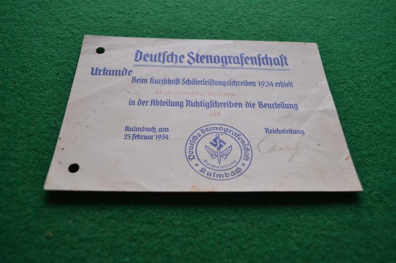 Stenographers Urkunde.