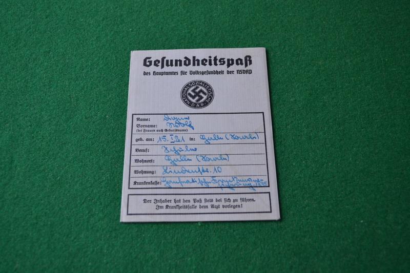 NSDAP Gesundheitspass.